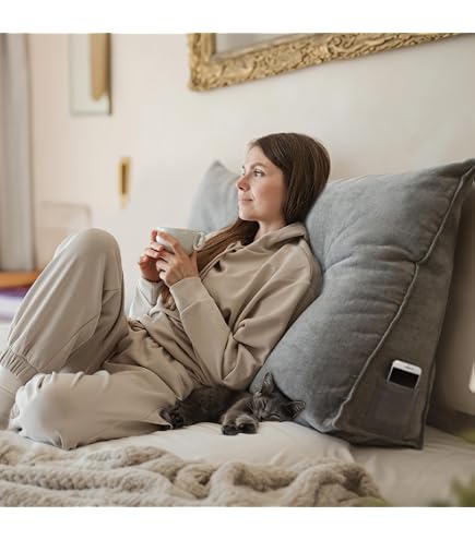 Cuscino Testiera Letto Triangolare - Imbottito In Cotone PP, Sfoderabile, Per Lettura E Relax, Dimensioni Da 90 A 200 Cm