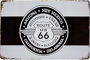 LUCKYLINDE 30 x 20 cm blaszana tabliczka pasuje do ROUTE 66 fanów - US Vintage Diner stylowa tabliczka dekoracyjna