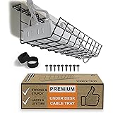 Under Desk Cable Management Tray - Under Desk Cable Organizer for Wire Management. Desk Cable Tray for Office and Home. Perfe