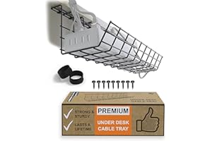SCANDINAVIAN HUB Scanfield Cache Cable, Range Cable, Organisateur Rangement Cable sous Le Bureau, Goulotte Passe Cable, Boite Cache Cable, Maximise Circulation de l'Air, Facile à Installer, Cable Management PC Gamer