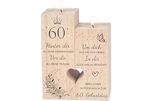 LUCKYYDS Gifts for 60th Birthday Woman, Candle Holder - 60th Birthday Woman Husband, 60th Birthday Decoration Gift Ideas, Birthday Gift for Father, Mum, Wife, Sister, Girlfriend