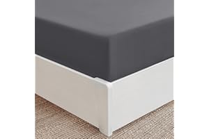 Mellanni Super King Fitted Sheet - All Around Elastic Bed Sheets - 40 Cm Extra Deep Fitted Sheets - Soft Microfiber, Shrinkage & Fade Resistant - (Super King, 180x200 cm, Gray)