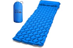 EXPEDITIONERA Mata Kempingowa - Podkładka Do Spania Z Poduszką - Samopompująca Karimata Kempingowa - Nadmuchiwana Mata Do Spania - Kompaktowy Wodoodporny Materac - Lekki Pogrubiony Materac Dmuchany (Niebieski)