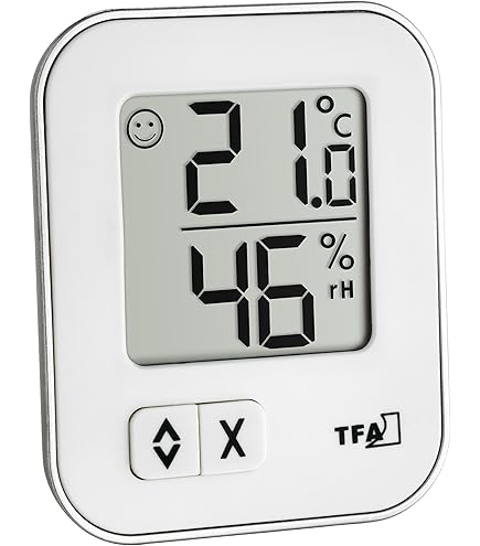 TFA Dostmann Analoge thermo-hygrometer, gezond binnenklimaat, gekleurde comfortzones, temperatuur, luchtvochtigheid, L 120 x B 37 (68) x H 120 mm, set van 2