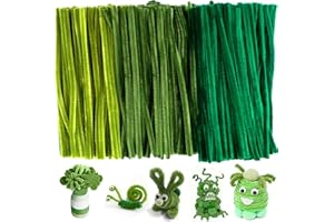 PUWOWYE Pack of 300 Pipe Cleaners Green, 3 Green Colours Pipe Cleaners for Crafts, 30 cm Chenille Wire, 6 mm Pipe Wire for Creative DIY