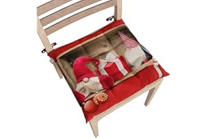 PETTI Artigiani Italiani - Cuscini per Sedia Cucina Natalizi, Cuscini Sedie Natale Set da 6 Pezzi, Cuscini Coprisedie Natalizi in Microfibra con Laccetti, 100% Made in Italy
