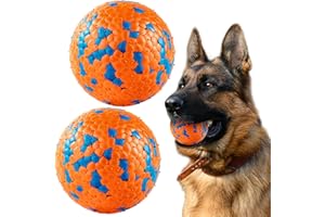 SUNNEKO Indestructible Dog Balls, Tennis Balls for Dog Aggressive Chewers, Safer for Mouths, for Large Medium Small Puppy, Training Catch&Fetch, Water Floats Toys, Orange (2 Balls)