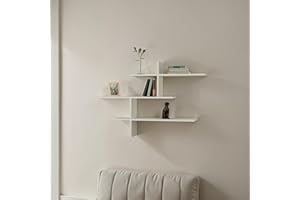 HOCUS PICUS 3 Tier Wall Shelf Many Colour Options- Easy to Assemble - Living Room Office Storage - 123x80x22cm by Hocuspicus (White)