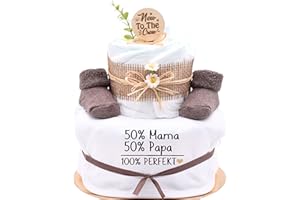 ‎TREND MAMA KEIN STREICHELZOO Trend Mama | Windeltorte | Nature Design | Lätzchen, Kuschelsocken |Geschenk Geburt (Design| 50% Mama,50% Papa,100% Perfekt)