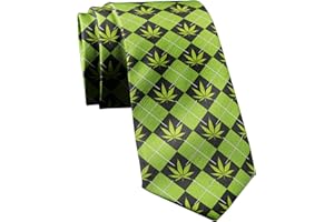 Crazy Dog T-Shirts Marijuana Argyle Necktie Men's Novelty Neckties Weed Tie Funny Neckties for Men, Green, One size