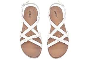 Veittes Women's Flat Slide Sandals - Casual Cross Strappy Elastic Strap Spring Summer Shoes.
