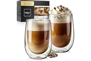 ElbFuchs® Tasses double paroi [2x 350ml] IDÉE CADEAU | Verre double paroi idéaux comme tasse cappuccino ou verre latte macchiato | Tasse à café original | Tasse transparente
