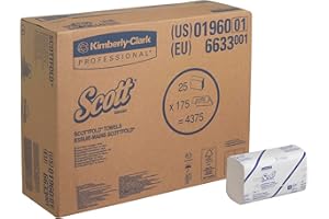 SCOTT PROFESSIONAL Essuie-Mains SCOTT* SCOTTFOLD Airflex* Plié en M 6633 - 25 paquets de 175 formats blancs 1 pli