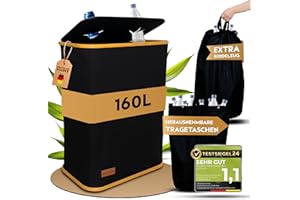 ELZTALER Pfandflaschen Sammelbehälter 2 Fächer XXL 160L - Leergut Sammelbehälter - Pfandbehälter - Flaschen Organizer - Recycling Behälter