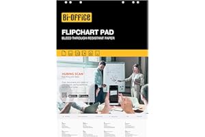 Bi-Office Blocco Per Lavagna di Carta Euro, Bianca, 20 Fogli per Blocco, Lato Superiore Perforato, 60 g/mq, Confezione da 5