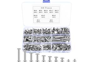 SZSLMY 310 Stk Buchschrauben, M5 Chicago Schrauben Set, Binding Schrauben, Schraubnieten für Leder Nieten Set mit Hülsenschrauben, Doppelkappe Ledernieten Set, Hohlnieten Set für Basteln Leder Buch Gürtel