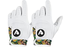 ASTUR Golf Gloves 2 Pack Cabretta Leather Golf Glove Men Left Hand Charismatic Unique Wrist Design Print