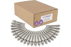 FIXTOUT Lot de 25 goujons d'ancrage en acier inoxydable A2 M10 - Diamètre 10 mm - 70 MM