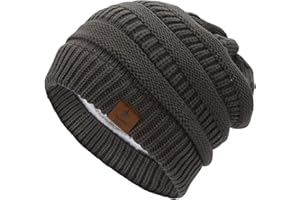 Durio Mütze Damen Winter Strickmütze Grobstrick Warme Beanie mit Innenfutter