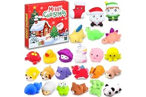 Chennyfun Mochi Squishies Calendrier de l'Avent 2024, Calendrier de l'Avent Mochi Squeeze Toy, 24 Jours Calendrier de Compte à Rebours de Noël pour Garçons Filles Cadeau de Noël
