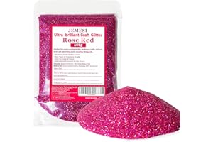 Holographic fine Glitter, JEMESI 100g/3.52oz Extra Fine Resin Glitter Powder, Cosmetic Glitter Powder for Slime, Face, Body, Eye, Hair, Nail Art, Lips, Art Crafts (Rose Red)