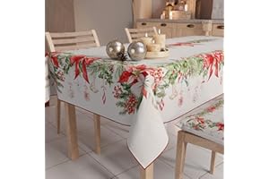 PETTI Artigiani Italiani - Tovaglia Natalizia Antimacchia Rettangolare Copritavolo Natalizio Cucina Disegno Ghirlanda X14 Posti (140x300 cm) 100% Made in Italy