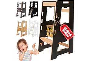 ‎BOOMDING BoomDing Lernturm ab 1 Jahr - Höhenverstellbar - Montessori - Lernturm - Stabiler Küchenturm mit Anti-RUTSCH-Streifen - Küchenhelfer für Kinder mit Rausfallschutz