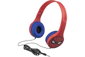 EKids Spiderman Headphones with child-friendly sound levels protect hearing for child-friendly safe listening, Red, One Size, SM-V126