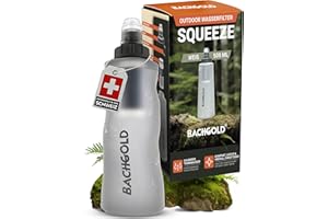 Bachgold® Squeeze Filtro Agua Supervivencia – Ultraligero Botella con Filtro de Agua (blanco) con 500L Capacidad | Elimina Bacterias, Virus y Microplásticos | para Camping, Emergencia (Blanco 500ml)