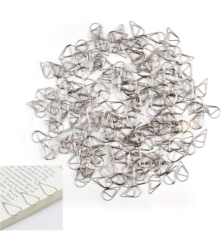 200 Graffette A Forma Di Goccia D'Acqua In Metallo Argento - Fermagli Per Documenti, Ufficio, Scuola E Segnalibri - Foto 3