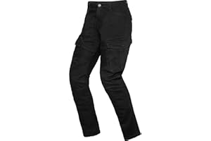 Spirit Motors Motorrad Cargo Hose 1.0 - Herren Motorradjeans aus Baumwolle - Mit Knieprotektoren - Hüftprotektoren Nachrüstbar - Viele Taschen - Ganzjährige Motorradhose - Schwarz/Grün