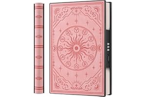 ‎HWXBEN A5 Tagebuch mit Zahlenschloss und 180° Liegeflach, aus weichem PU-Leder mit geprägtem Sternzeichen-Design – Ideal für Erwachsene, Frauen, Männer und Teenager, für mehr Privatsphäre – Rosa