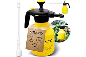 Mesto BUGSI 360° Drucksprüher 1,5L Set inkl. MESTO Verlängerungsrohr 27cm | Sprühflasche für Garten & Pflanzen | Pumpsprühflasche | Sprühgerät mit 2 in 1 Ventil | Pflanzensprüher | Verstellbare Düse