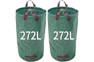 HILPATY Garden Waste Bags Heavy Duty Garden Bags, Reusable Garden Sacks with Handles, Green Waste Sack for Plant Leaf Trash Debris, 2 Sacks (272 L)