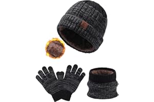 WELROG Children's Winter Hat Scarf Gloves for Boys Girls Winter Hats Scarfs Set for Children 4-15 Years Warm Outdoor Hat and Scarf for Kids Winter Ski Suit