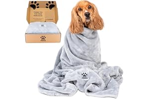 Elite Paws® UK: Luxury Large Dog Blanket - Beautifully Soft & Plush Grey Fleece, 130×100cm, Thicker & Softer Than Most Other Pet/Puppy Blankets, Ultra-Cosy, Durable & Machine Washable