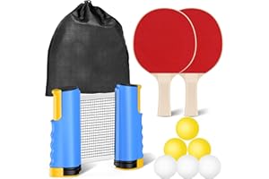 FOOING Set di Racchette da Ping Pong Professionali - 2 Racchette, 6 Palline Retrattili Con Sacca di Stoccaggio