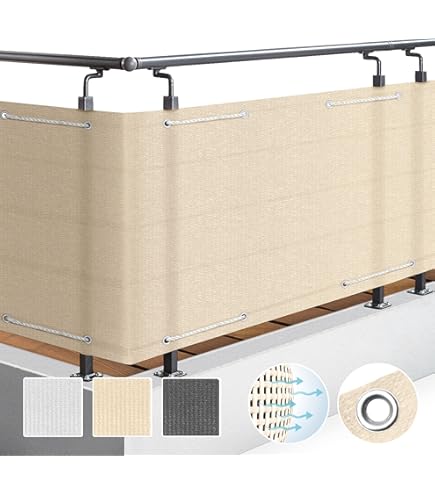 Telo Frangivista Per Balcone Cover IT Beige 80x300 Cm - Con Occhielli Per Privacy E Vento - Foto 3