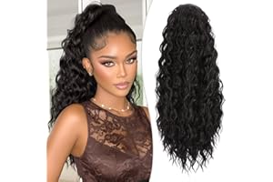 RUWISS Coleta Postiza Pelo Natural, Extensiones Pelo Rizado Coleta Postiza Larga Ondulado Sintética Ponytail 50 cm Cola Caballo Extension para Mujeres, 4#