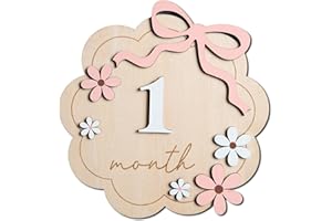 Xanewza Cartes en bois pour bébé de 1 à 12 mois avec des disques en bois nobles - Cartes pour les étapes de grossesse - Cadeau de naissance, fête prénatale pour femme enceinte