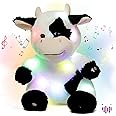 Hopearl LED Musical Stuffed Cow Lighting Up Singing Plush Toy Adjustable Volume Lullaby Animated Soothe Birthday Festival for Kids Toddler Girls, 13''