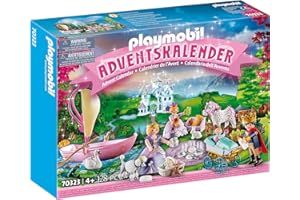‎PLAYMOBIL PLAYMOBIL Adventskalender 2021 - 70323 Königliches Picknick im Park mit zahlreichen Figuren, Tieren und Zubehörteilen hinter jedem Türchen sowie einem schwimmfähigen Boot, 128-teilig, Ab 4 Jahren
