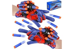 MAXRICUS Spider Shooter Toy Kids Gift - Web Shooters for Kids Super Hero Toys with Spider Gloves Launcher Wrist Toy Set 2 Kind Soft Bullets for Boy Girl Age 4 5 6 7 8 9 10 11 12 Christmas Birthday Gifts(2Pcs)