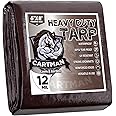 CARTMAN Finished Size 6x8 Feet Extra Thick 12 Mil Heavy Duty Poly Tarp, Multipurpose Protective Cover, UV Resistant, Waterproof Poly Tarpaulin with Reinforced Edges