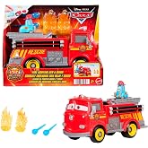 Mattel Disney ve Pixar Cars oyuncak itfaiye aracı, Radyat&ouml;r Kasabası Hızlı Kahramanlar İtfaiyeci Red ve Guido, 2 plastik alev