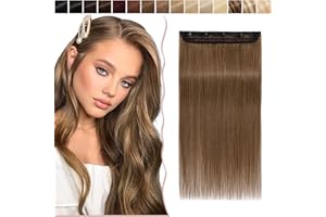 12"(30cm) SEGO Extensiones de Clip de Pelo Natural Humano [#6 Marrón Claro] Cabello 100% Remy [Una Pieza 5 Clips] 3/4 Cabeza Completa Postizos Pelucas Cortas (40g)
