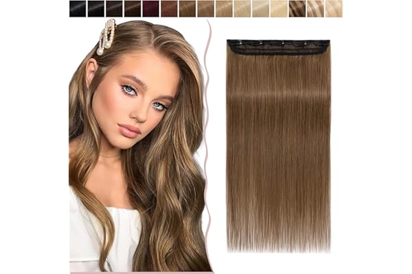 14"(35cm) SEGO Extensiones de Clip de Pelo Natural Humano [#6 Marrón Claro] Cabello 100% Remy [Una Pieza 5 Clips] 3/4 Cabeza Completa Postizos Pelucas Cortas (45g)