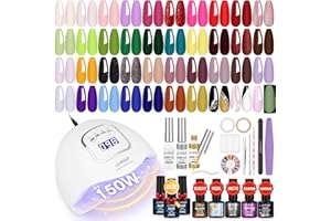 ‎SPTHTHHPY SPTHTHHPY UV Nagellack Set mit Lampe 150W, 48stk.Farben Shellac Set Starterset, Komplett Gel Nagellack Set mit 8 stk.Base Top Coat Geschenk und 3 gel liner nail art für Frauen