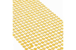 Movoja Gelbe Strasssteine - runde Glitzersteine 640 Stück 5 mm selbstklebend zum Verzieren und Basteln | Schmucksteine zum aufkleben | Steinchen Dekosteine Bastelsteine Gelb Gold