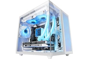 Mars Gaming MC-NOVAM, Case Compatto Custom MicroATX, Vetro Temperato Continuo Doppia Finestra, Telaio Modulare Doppia Camera, Griglia Frontale, Supporto Raffreddamento Liquido, Connettore USB-C,Bianco